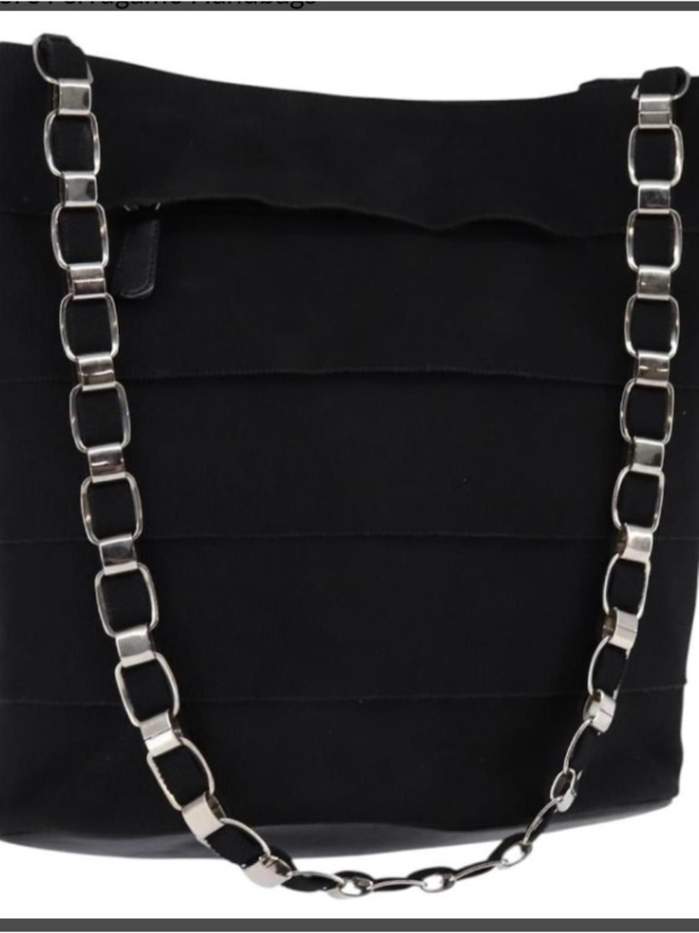 Salvatore Ferragamo Black Shoulder Bag with Silver Chain Strap
